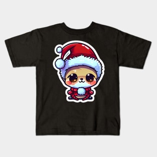 Chibi Kawaii Cute Adorable Winter Design Penguin Wearing Red Santa Claus Hat Kids T-Shirt